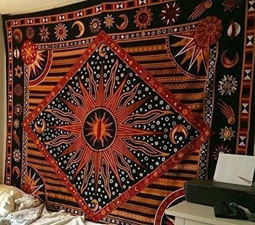 ANJANIYA Burning Sun Tie Dye Tapestry Celestial Sun Moon Star Planet Bohemian Medium Tapestry Tarot Card Wall Hanging Boho Tapestry Hippie Hippy Tapestry Beach Coverlet Curtain Orange 54X60 ANJANIYA Burning Sun Tie Dye Tapestry Celestial Sun Moon Star Planet Bohemian Medium Tapestry Tarot Card Wall Hanging Boho Tapestry Hippie Hippy Tapestry Beach Coverlet Curtain Orange 54X60