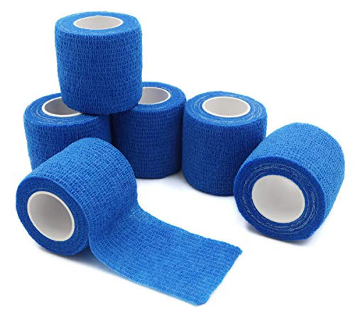First Aid Self Adherent Cohesive Bandages First Aid Tape Cohesive Wrap Bandage Colorful Bandages2 inches x 5 Yards6 PacksBlue
