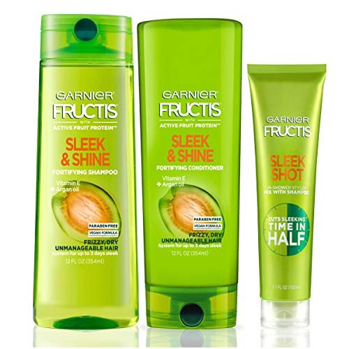 Garnier Hair Care Fructis Sleek  Shine Shampoo Conditioner  Sleek Shot InShower Styler Set of 3