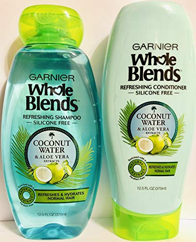 Garnier Whole Blends Haircare  Coconut Water  Aloe Vera  Refreshing Shampoo  Conditioner Set  Net Wt 125 FL OZ 370 mL Per Bottle  One Set