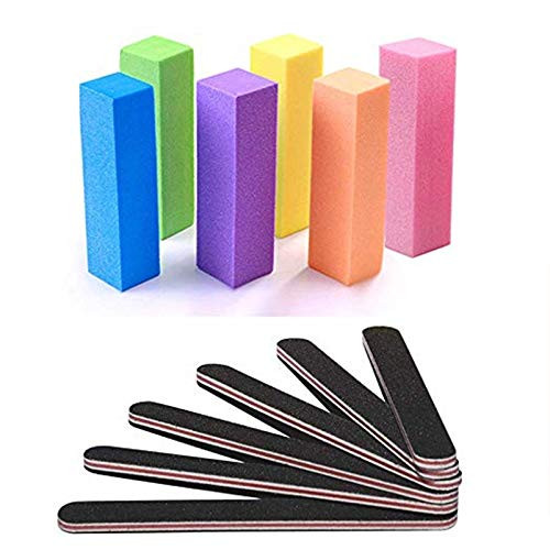 CheeseandU Professional Nail Files and Buffer 24Pcs Manicure Tools Kit Rectangular Art Care Buffer Block Tools 100180 Grit Double Washable