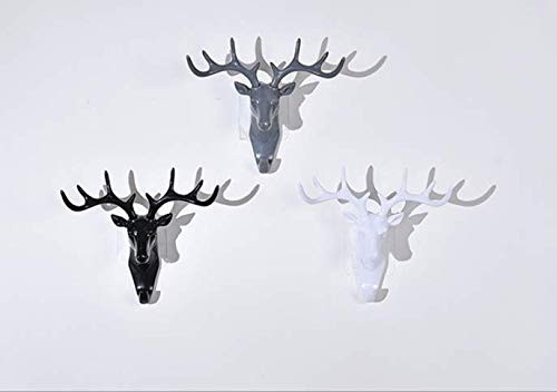 UgyDuky Set of 3 Deer Head Seamless Hook Decorative Animals Wall Coat Hat Clothing Heavy Hooks Key Hooks Decorative Gift