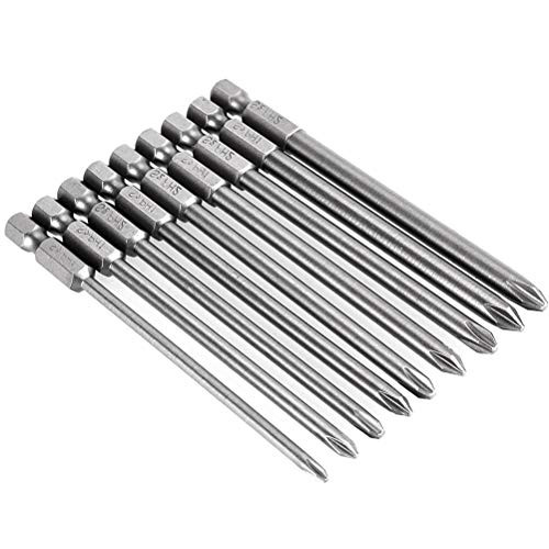 Bestgle 9Pcs Magnetic Long Phillips Screwdriver Bits Hex Shank Cross Screw Head Screwdrivers Bit Set 100mm Length