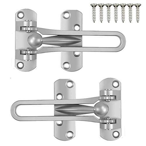 Eyech 2 Pack Hotel Door Latches Swing Bar Lock Home Security Door Lock Solid Thicken Door Guard for HomeApartmentHotelMotelDormitorySatin Nickel