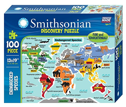Smithsonian 100-piece 13" x 19" Endangered Species Discovery Puzzle