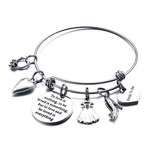 Turandoss Bride to Be Gifts Womens Bride Bangle Bridal Shower Bangle Wedding Bracelet for Bride to Love is Nothing to Be Loved is Something But to Love and Be Loved is Everything Bracelet for Bride