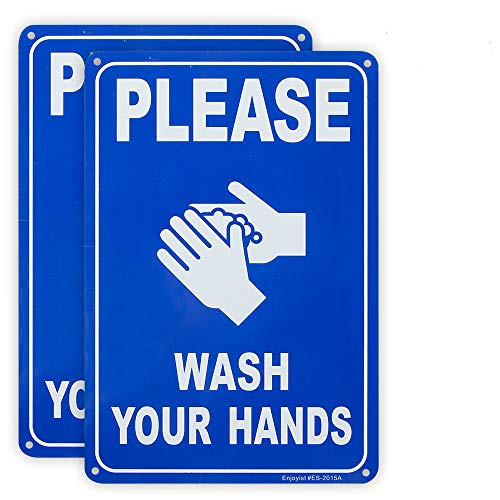 2 Pack Please Wash Your Hands Sign 10x 7 04 Aluminum Sign Rust Free AluminumUV Protected and Weatherproof