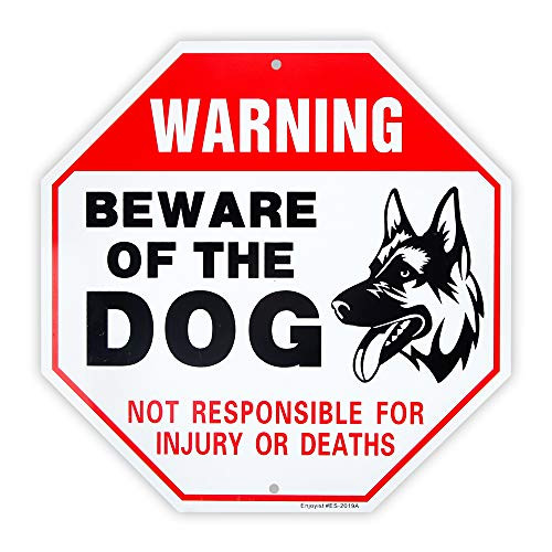 Enjoyist Beware of Dog Sign German Shepherd Dog Warning Sign?12x 12 40 Mil Rust Free Aluminum Sign UV Protected and Weatherproof