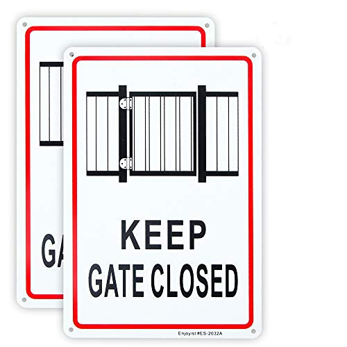 Enjoyist 2 Pack Keep Gate Closed Sign 10x 7 04 Aluminum Sign Rust Free AluminumUV Protected and Weatherproof
