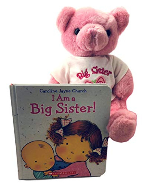 Big Sister Plush Bear and I Am A Big Sister Book Gift for Siblings with New Baby