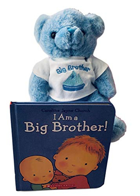 Big Brother Plush Bear and I Am A Big Brother Book Gift for Siblings with New Baby