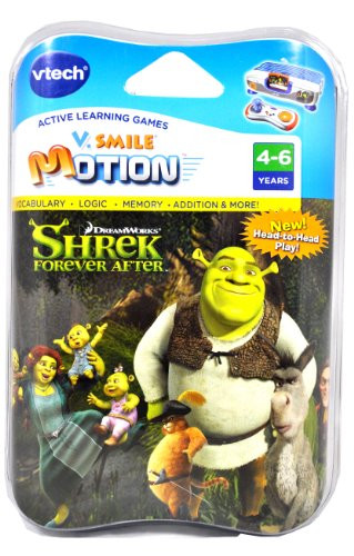 VTech V.Smile V.Motion Active Learning Games System Shrek Series Smartridge - SHREK FOREVER AFTER that Teaches Vocabulary, Logic, Memory, Addition and More
