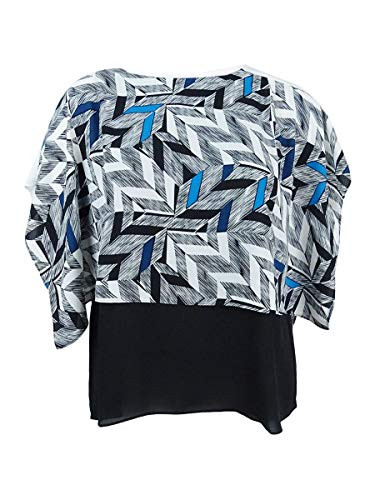 Alfani Womens Plus Printed Asymmetrical Pullover Top B/W 24W