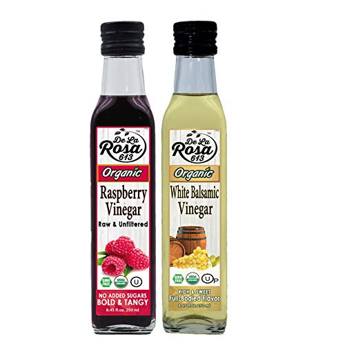 Organic Kosher Raspberry and White Balsamic vinegars 250ml combo pack