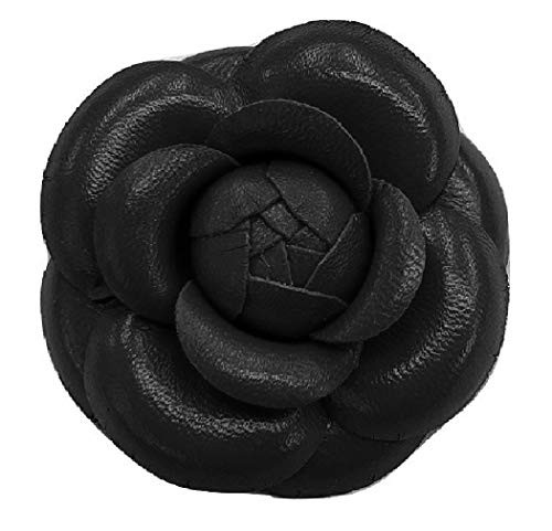 Camellia Leather Flower Pin Brooch 3 Black Camellia Brooch Pin  Handmade in New Yorks Garment Center American Made Camellia Leather Flower Pin Brooch 3 Black Camellia Brooch Pin  Handmade in New Yorks Garment Center American Made