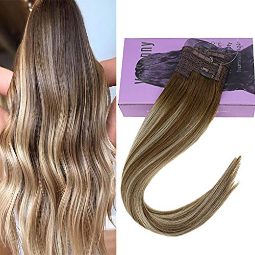 VeSunny 12inch Blonde Highlights Remy Hidden Crown Halo Hair Extensions Human Hair Balayage Color #6 Brown Fading to #60 Platinum Blonde Highlighted No Glue Halo Couture Hair Extensions 80GSet VeSunny 12inch Blonde Highlights Remy Hidden Crown Halo Hair Extensions Human Hair Balayage Color #6 Brown Fading to #60 Platinum Blonde Highlighted No Glue Halo Couture Hair Extensions 80GSet