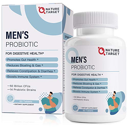 Probiotics for Men with Men Care Supplement  50 Billion CFUs  14 Strains Dr Formulated Prebiotics  Probiotics for Mens Digestive and Immune HealthShelf StableGluten Dairy  Soy Free?60 Tablets?