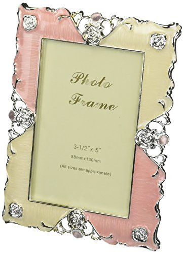 Leeber Limited USA 3 X 5 Romance Photo Frame - Pink/Ivory and Silver Plated Romance Collection