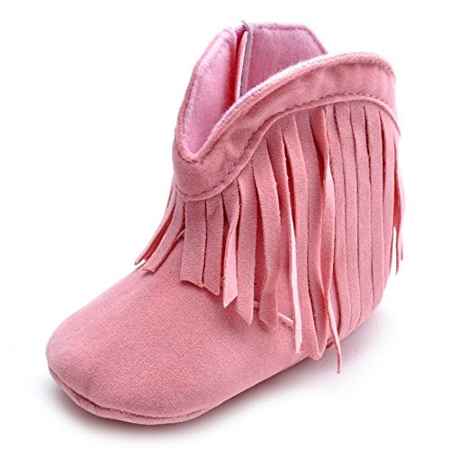 ESTAMICO Baby Girls Cowboy Tassel Boots Pink US 06 Months