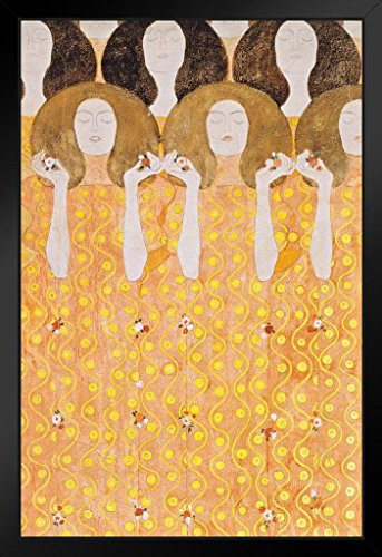 Gustav Klimt Beethoven Frieze Chorus of Paradise Black Wood Framed Poster 14x20