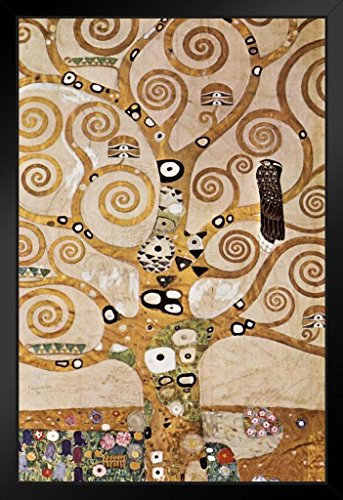 Gustav Klimt Tree of Life Stoclet Frieze Art Print Black Wood Framed Poster 14x20