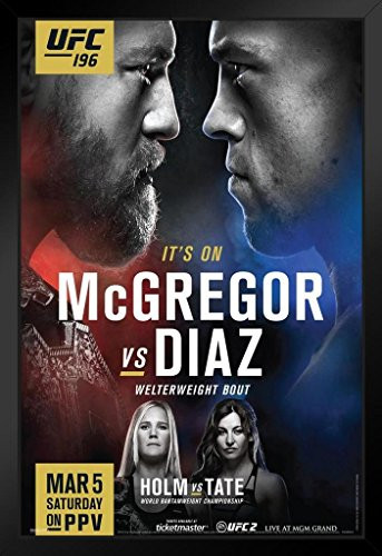 Pyramid America Official UFC 196 Conor McGregor vs Nate Diaz Sports Black Wood Framed Art Poster 14x20