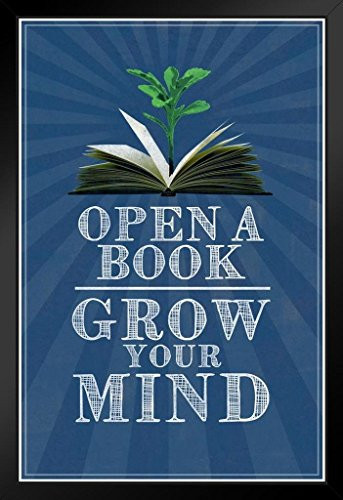 Poster Foundry Open A Book Grow Your Mind Classroom Art Standing Frame in Black Wood 14x20