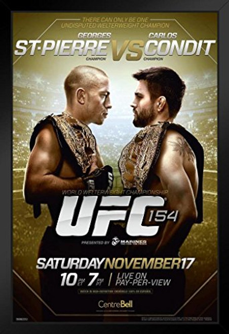 Pyramid America Official UFC 154 Georges St Pierre vs Carlos Condit Sports Black Wood Framed Art Poster 14x20 Pyramid America Official UFC 154 Georges St Pierre vs Carlos Condit Sports Black Wood Framed Art Poster 14x20