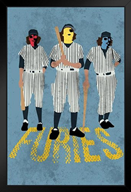 Baseball Furies Minimalist Movie Black Wood Framed Art Poster 14x20