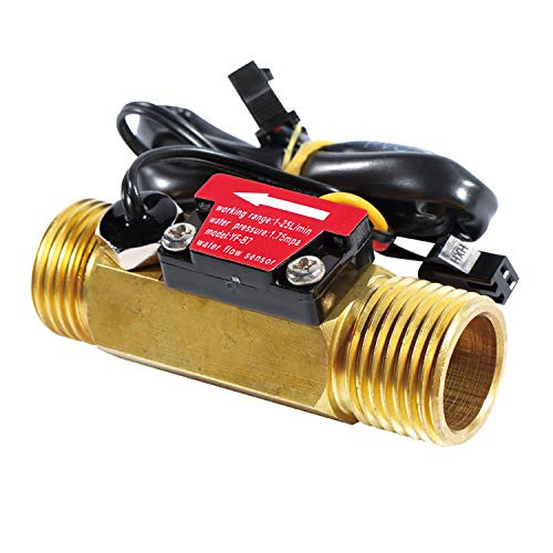 GREDIA G12 Male Thread Water Flow Sensor Brass Switch Hall Effect Liquid Flowmeter Fluidmeter Counter BSP with Temperature Sensor 125LMin?66mm in Total Length?