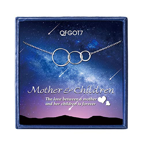 OFGOT7 Mother Daughter Son Necklace  Sterling Silver 3 Interlocking Circles Infinity Necklaces for Women Mothers Day Family Birthday Gift for Mom JewelrySilver Necklace for Women