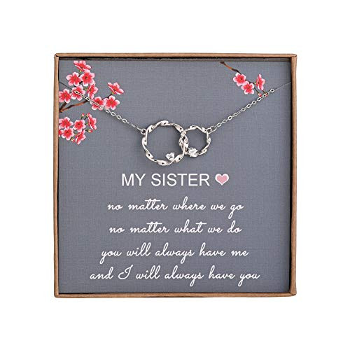 Sister Gifts from Sister  Sterling Silver Interlocking Infinity 2 Circles Necklace for Sisters Birthday Jewelry Friendship Gifts