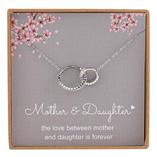 NOURISHLOV Mothers Gifts for Daughters  Sterling Silver Infinity 2 Circle CZ NecklaceMothers Day Jewelry Birthday Gift