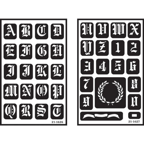 Over'n'over Reusable Stencils 5"x8" 2/pkg-Old English Alphabet