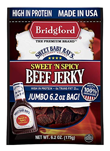 Bridgford Sweet Baby Rays Sweet N Spicy Beef Jerky High Protein Zero Trans Fat Made With 100 American Beef 62 Oz Pack of 3