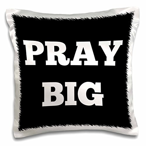 3dRose Pray Big, White Letters on a Black Background Pillow Case, 16" x 16" 3dRose Pray Big, White Letters on a Black Background Pillow Case, 16" x 16"