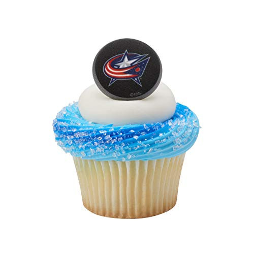 NHL Columbus Blue Jackets Team Logo Cupcake Topper Rings  24 Pack