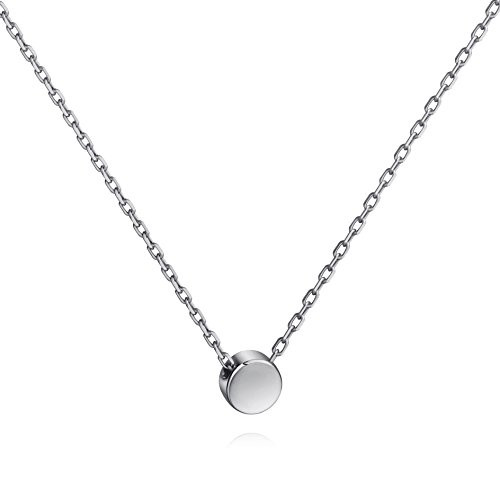 Minimalist Dot Necklace Sterling Silver Tiny Floating Disc Circle Pendant Necklace silver