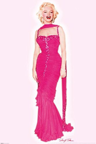 Buyartforless New Marilyn Monroe - Pink Dress 36x24 Art Print Poster Hollywood Icon Legend Graphic Image