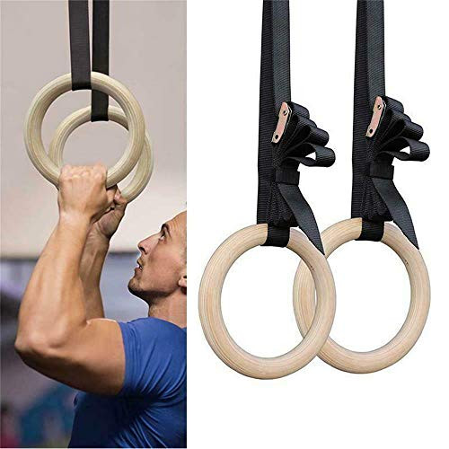 MAOMEI 1 Set Wood Gymnastic Ring Olympic Strength Training Gym Rings Wooden Crossfit Long Straps Exercise Rings NonSlip Training Rings for Home Gym Full Body Workout MAOMEI 1 Set Wood Gymnastic Ring Olympic Strength Training Gym Rings Wooden Crossfit Long Straps Exercise Rings NonSlip Training Rings for Home Gym Full Body Workout
