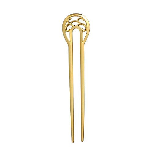 Retro Style Hair Pins Chinese Women Hair Sticks Portable Ushaped Wavy Flower Chopsticks Hairpins Sticks Clips Barrettes for Hair Bun Chignongold