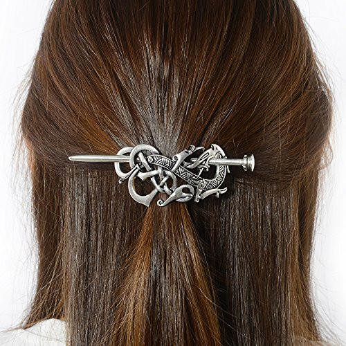 Viking Dragon Hair Barrettes Hairpins Norse Celtic Knot Hair Accessories Hair Slide Long Hair Pin Hair Sticks Irish Hair Decor for Long Hair Jewelry Braids Hair Clip With Stick