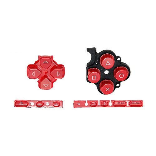 OSTENT Buttons Key Pad Set Repair Replacement Compatible for Sony PSP 3000 Slim Console  Color Red
