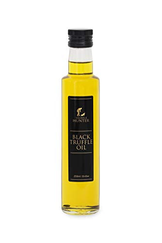 TruffleHunter Black Truffle Oil Double Concentrate 845 Oz Olive Oil Real Truffle Pieces in Bottle  Gourmet Food Seasoning Marinade Salad Dressing  Vegan Kosher Vegetarian  Gluten Free