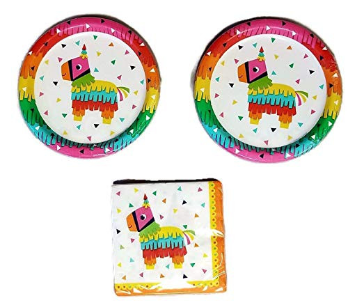 Festive Fiesta Fun Party Bundle 9" Plates (16) Napkins (16)