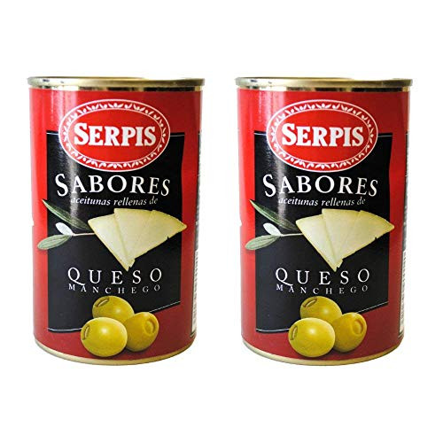 Serpis Manzanilla Green Spanish Olives Stuffed with Manchego Cheese 459 oz Pack of 2