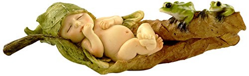 Top Collection Miniature Fairy Garden and Terrarium Statue Sleeping Fairy Baby with Frogs