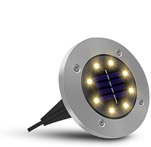 Solar Ground Lights 8 LED Solar Garden Light Outdoor Waterproof inground Landscape Lights for Lawn Patio Pathway Yard Driveway Deck Warm White 1 Pack