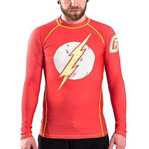 Fusion Fight Gear The Flash Distressed Logo Compression Shirt BJJ Rash Guard M