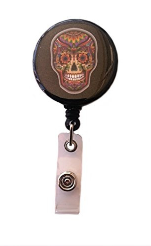 Sugar Skulls Retractable Badge Reel ID Badge Holder